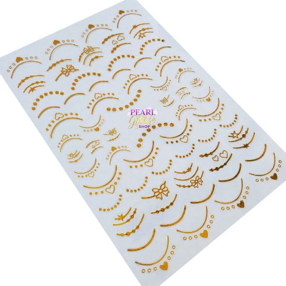Nail Stickers- Gold Design With Bows & Hearts