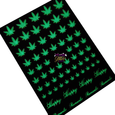 Marijuana Leaf Nail Stickers- Glow in the Dark