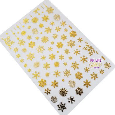 Holiday / Winter Nail Stickers- Gold Snowflake Christmas