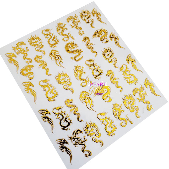Nail Stickers- All Gold Dragons