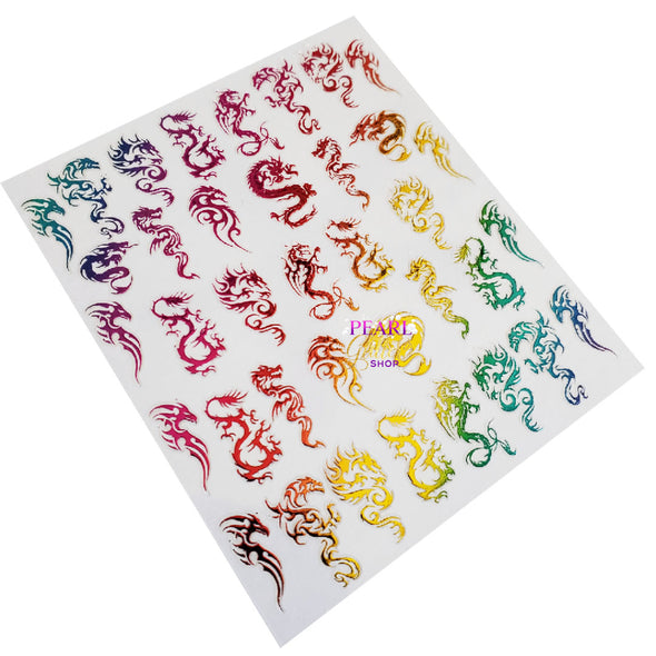 Nail Stickers- All Holographic Rainbow Dragons