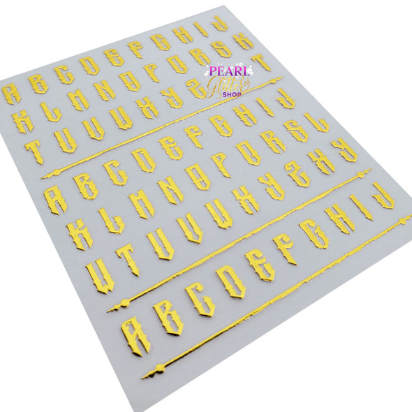 Alphabet Nail Stickers- Metallic Gold 5