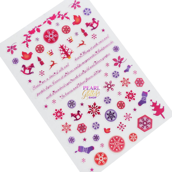 Nail Stickers- Pink & Purple Christmas