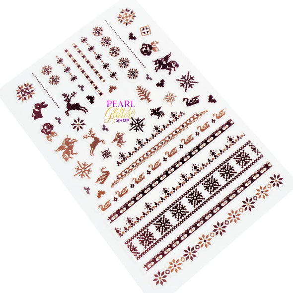 Nail Stickers- Brown Christmas Sweater