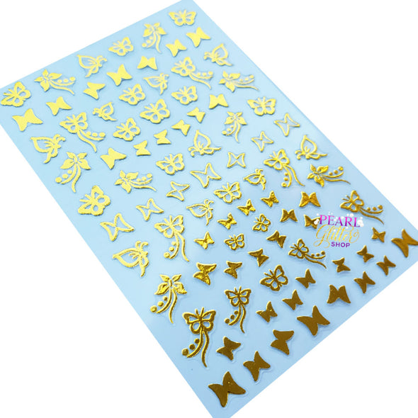 Butterfly Nail Stickers- Metallic Gold