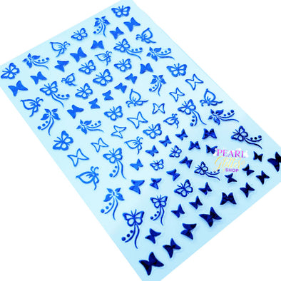 Butterfly Nail Stickers- Metallic Blue