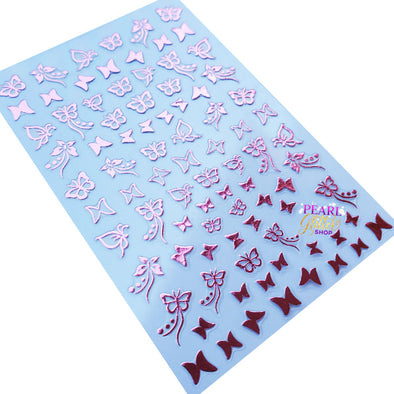 Butterfly Nail Stickers- Metallic Pink