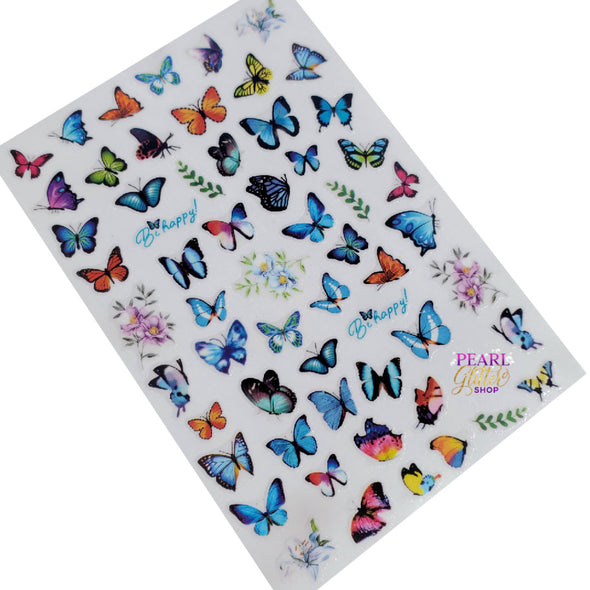 Butterfly Nail Stickers- Blue
