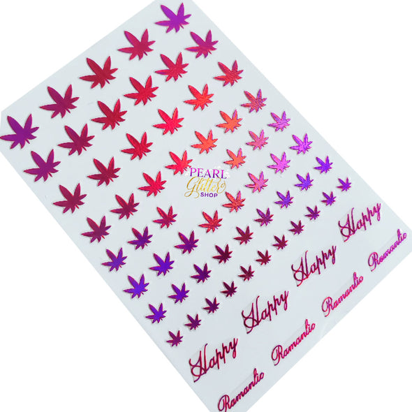 Marijuana Leaf Nail Stickers- Pink Fuchsia