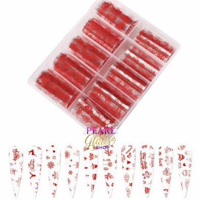 Christmas/ Holiday Nail Transfer Foils Red #60- 10 Pack