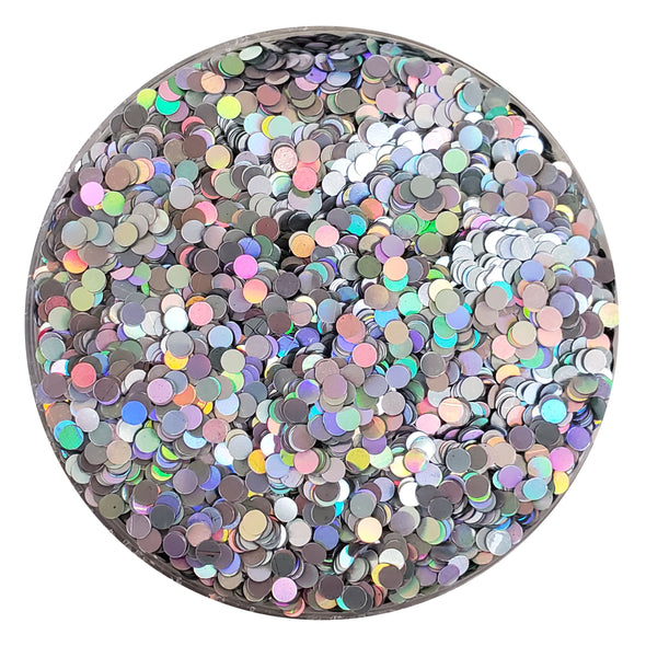 Well Rounded: 2mm Silver Glitter Dots