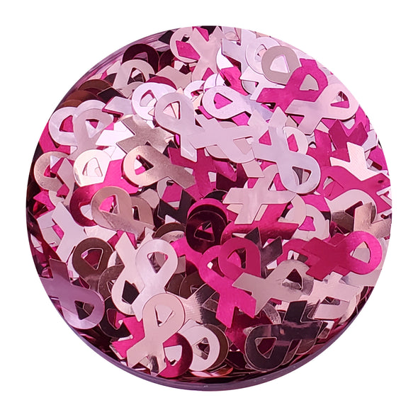 Multi Shades of Pink Ribbon Glitter Shapes
