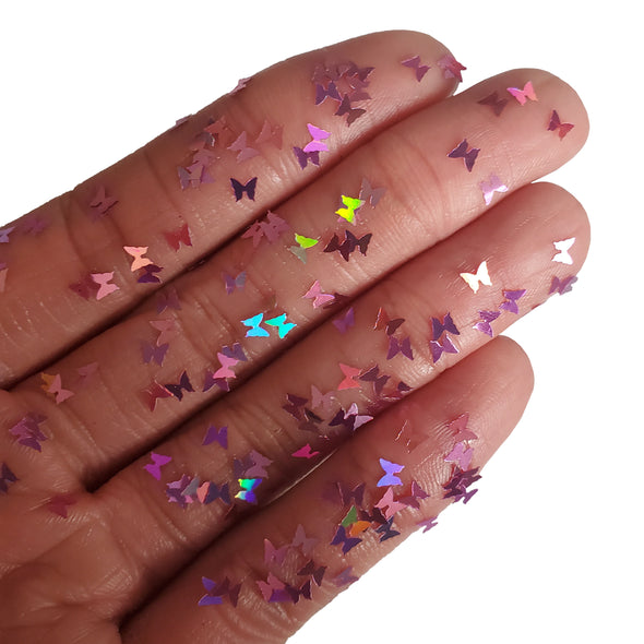 Butterfly: Iridescent Lilac Glitter Shapes