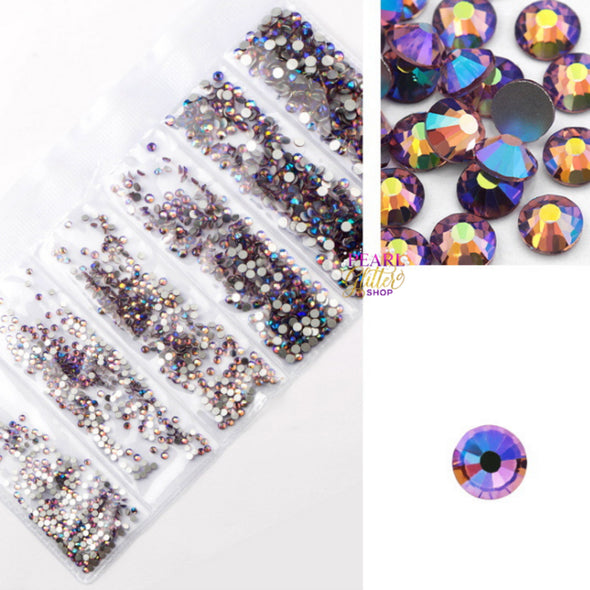 Flat-back Crystals/ Rhinestones in 6 Sizes Purple/Brown- #05