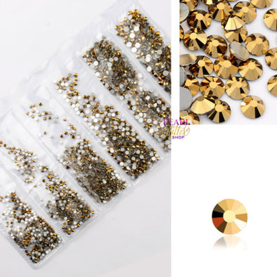 Non-Hotfix Flat back Rose Gold Rhinestones&1 PickUp Pen In Storage Box 20  Shapes Light Champagne Nail Art Crystals Stones H&*