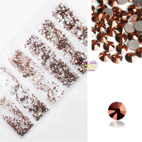 Flat-back Crystals/ Rhinestones in 6 Sizes Brown- #25