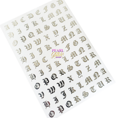 Alphabet Letter Nail Stickers- Silver