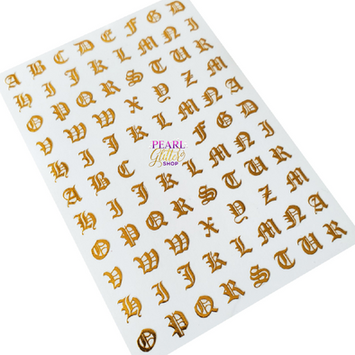 Alphabet Letter Nail Stickers- Gold