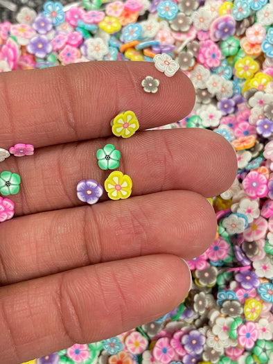 Rainbow Smiley Face Flower Polymer Clay Bead