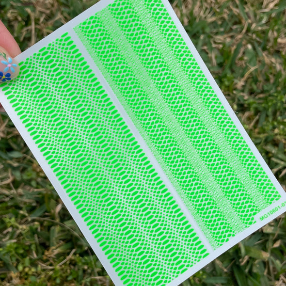 Nail Stickers- Neon Green Snake Scale